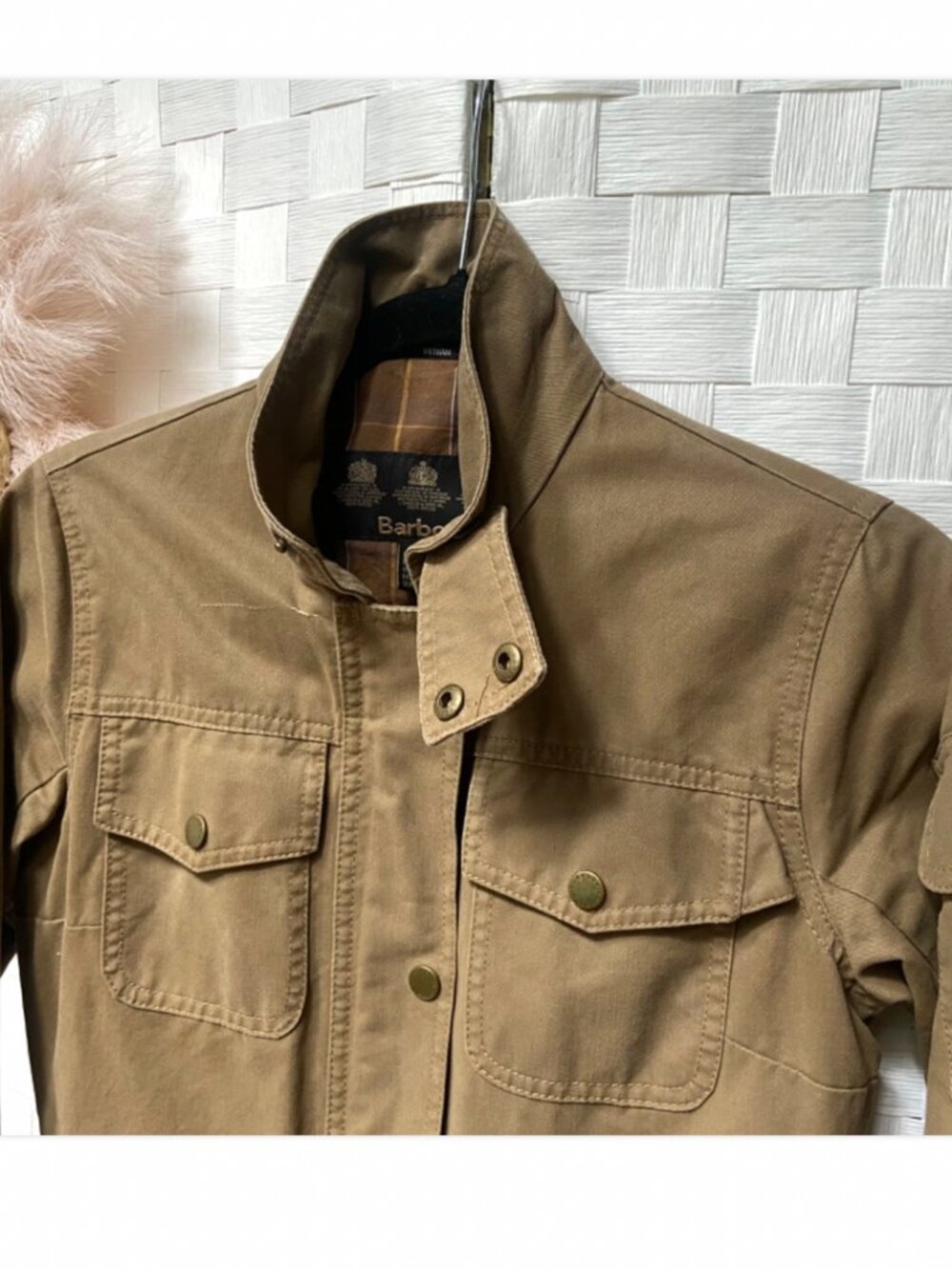 Barbour Brown Military Style Zip Snap Button Jacket Size 4 US - Picture 7 of 11